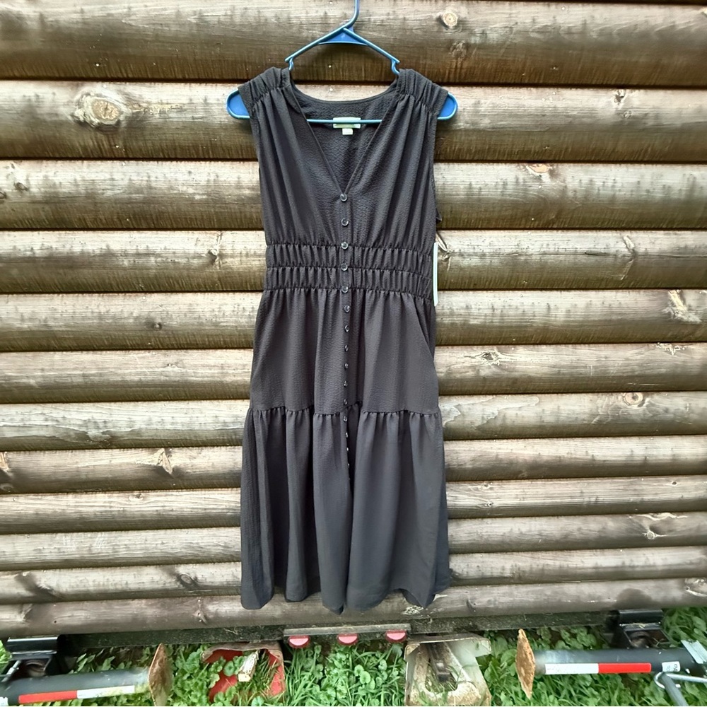 Calvin Klein Black Button-Down Midi Dress